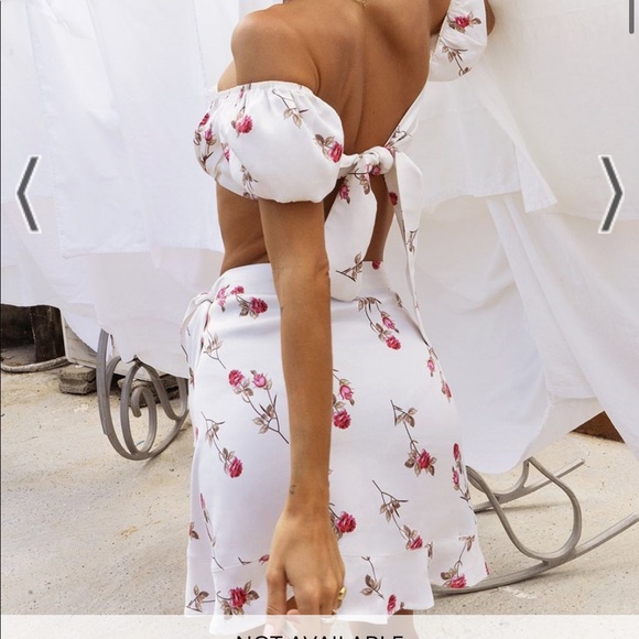 RAT & BOA THE BONITA SET WHITE large crop top skirt roses floral set - Picture 3 of 11